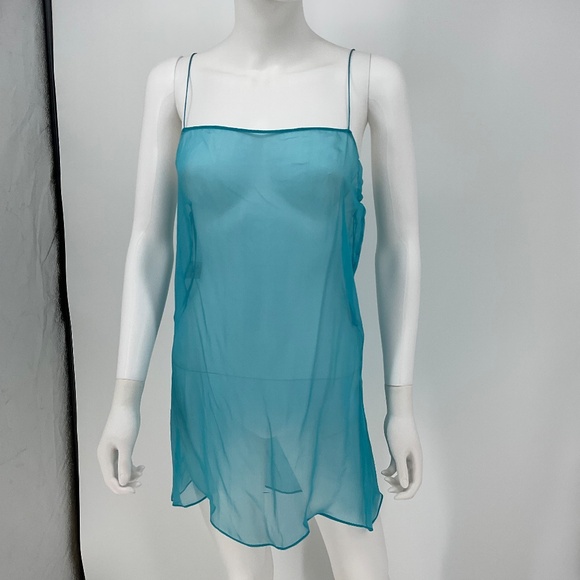 Dolce & Gabbana Vintage Aqua Transparent Silk 2-Piece Dress w/ Floral Appliqué - Picture 13 of 16